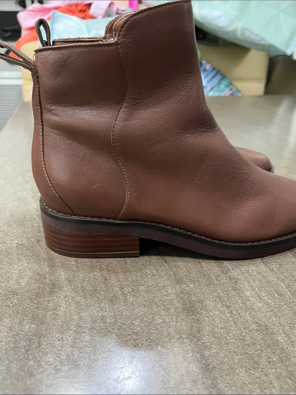 Women’s Brown Leather Zip Ankle Boots